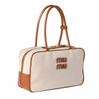 Miu Miu Beau Canvas and Leather Tote Bag