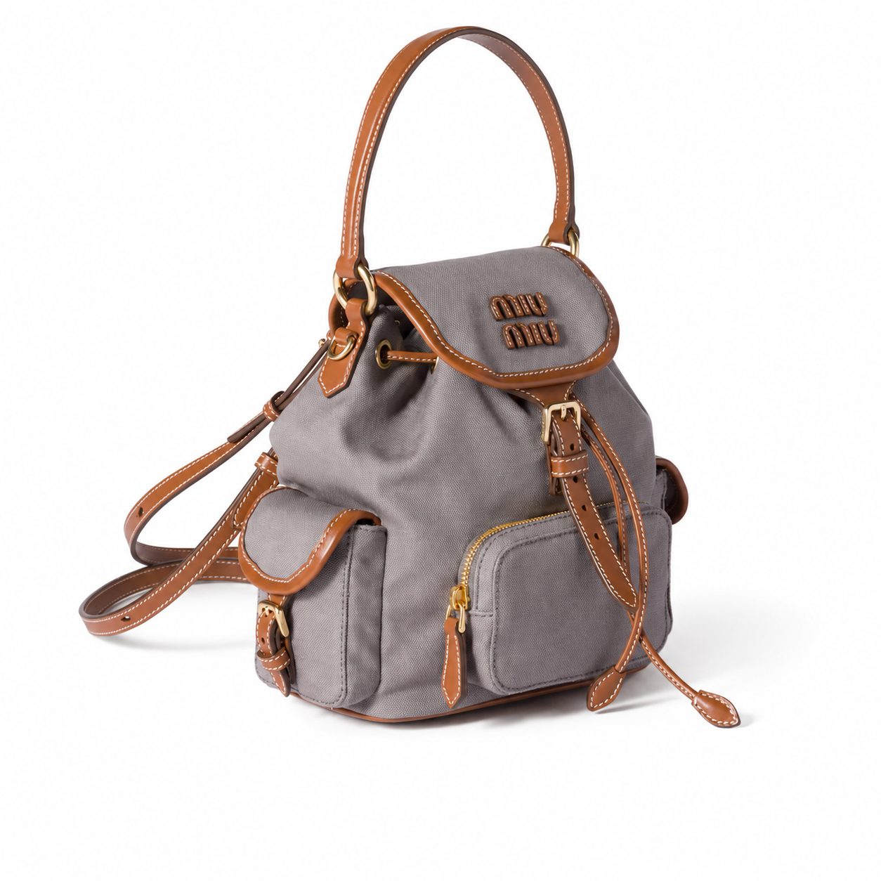Miu Miu Spring/Summer 2026 Canvas and Leather Backpack