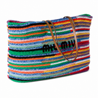 Miu Miu Rainbow-Striped Crochet Tote Bag