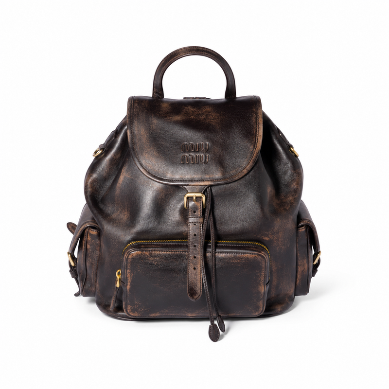 Miu Miu Preppy Style Leather Backpack – Luxury Designer Backpack