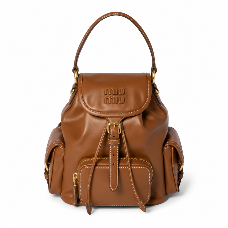 Miu Miu Preppy Style Leather Backpack – Luxury Designer Bag
