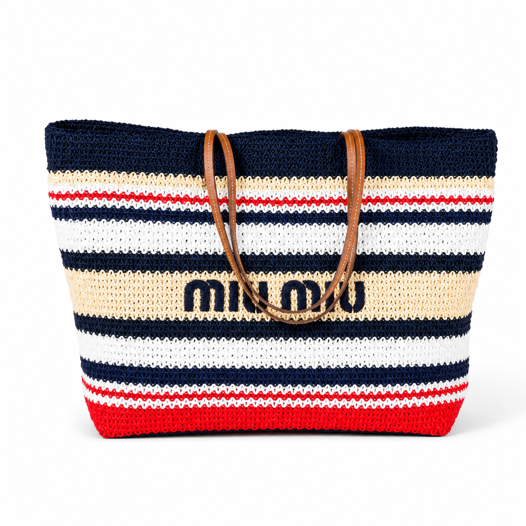 Miu Miu Spring/Summer 2026 Raffia Woven Tote Bag
