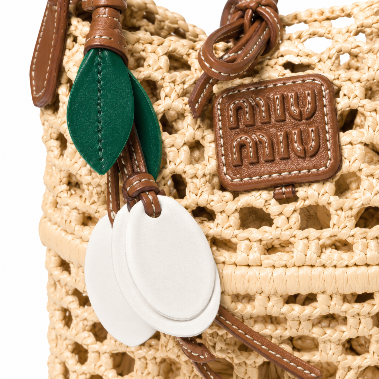 Miu Miu Raffia Crochet Bucket Bag