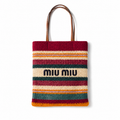 Miu Miu Summer 2026 multicolored striped woven tote bag