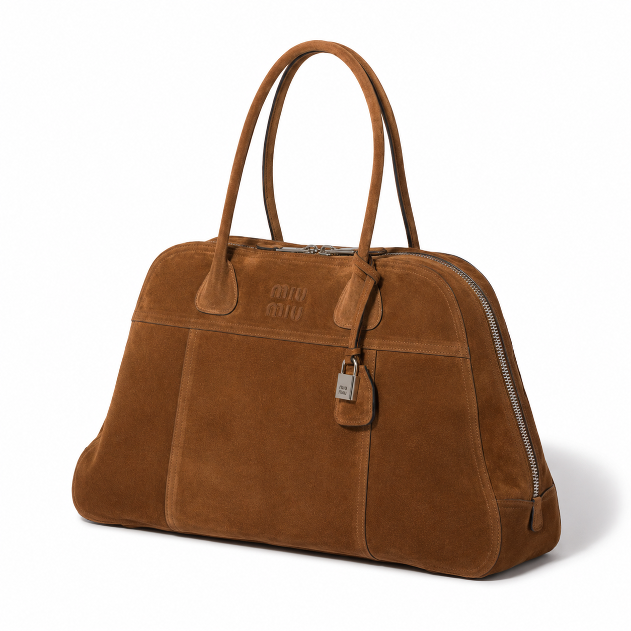 Miu Miu Vivant brown suede bowling bag