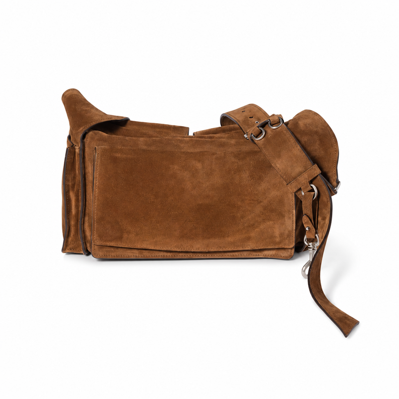 Miu Miu Utilitaire Suede Shoulder Bag – Cocoa Brown Designer Handbag