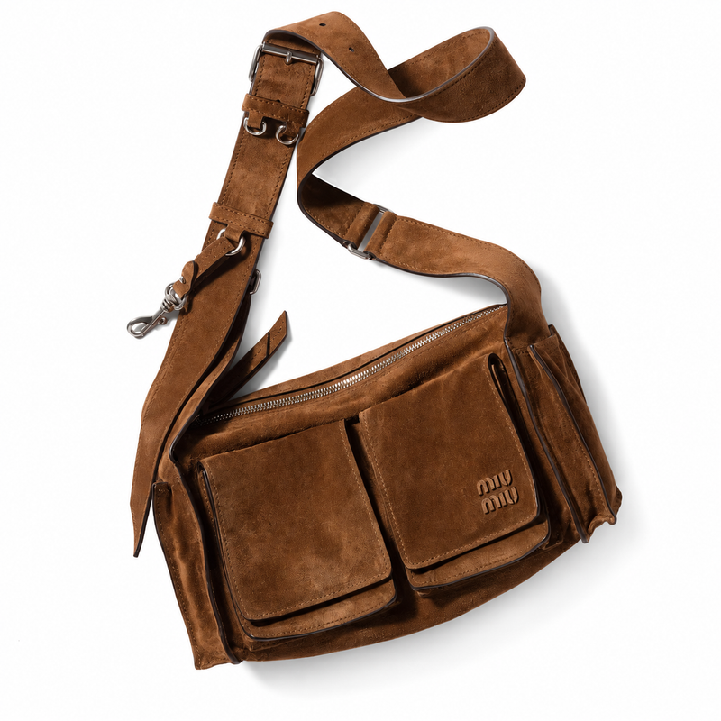 Miu Miu Utilitaire Suede Shoulder Bag – Cocoa Brown Designer Handbag
