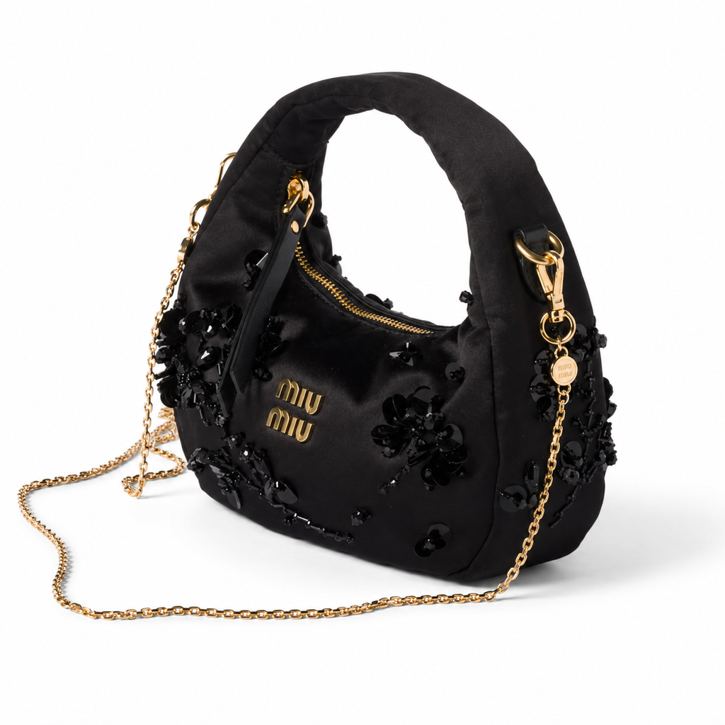 Miu Miu Wander Embroidered Duchesse Satin Mini Handbag