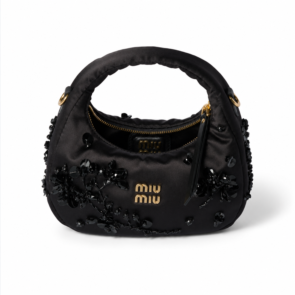 Miu Miu Wander Embroidered Duchesse Satin Mini Handbag