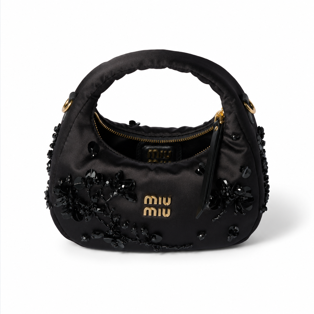 Miu Miu Wander Embroidered Duchesse Satin Mini Handbag