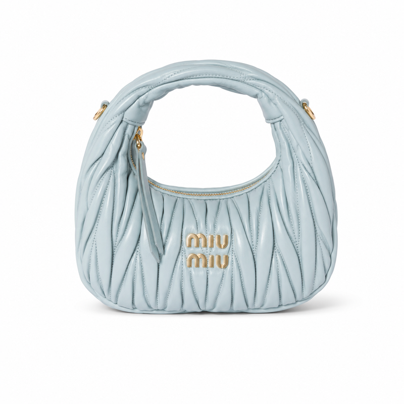 Miu Miu Wander Matelassé Nappa Leather Mini Hobo Bag – Luxury Designer Handbag