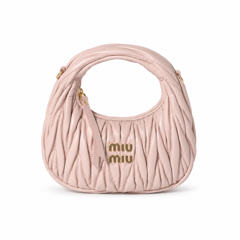 Miu Miu Wander Matelassé Nappa Leather Mini Hobo Bag – Luxury Designer Handbag