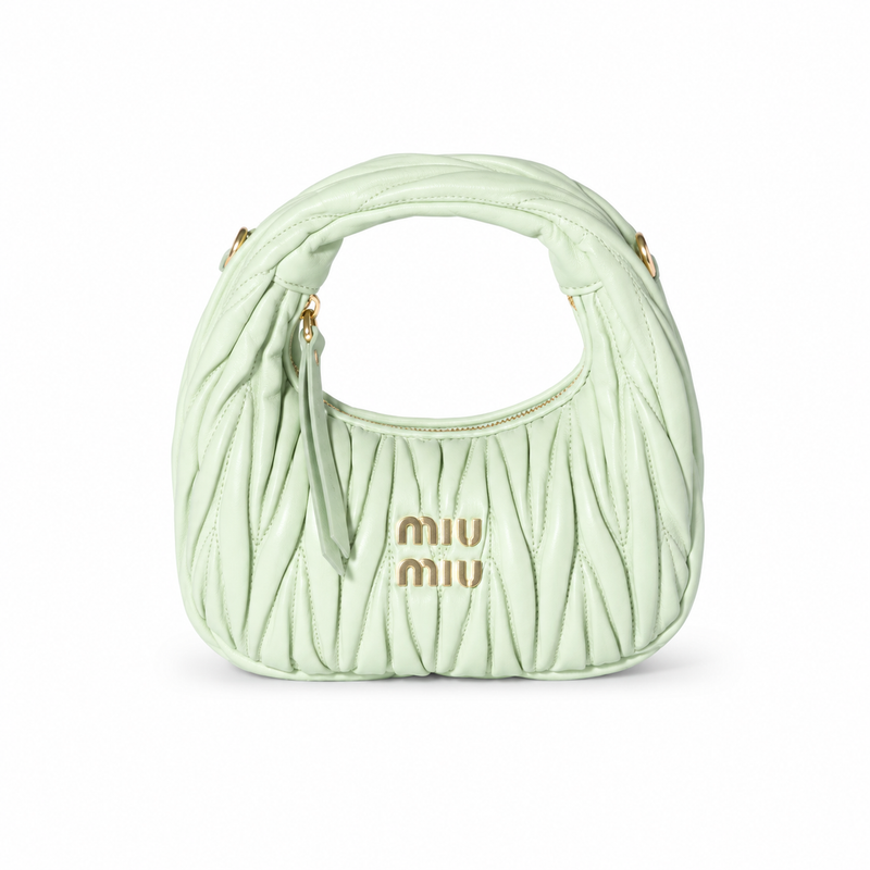 Miu Miu Wander Matelassé Nappa Leather Mini Hobo Bag – Luxury Designer Handbag