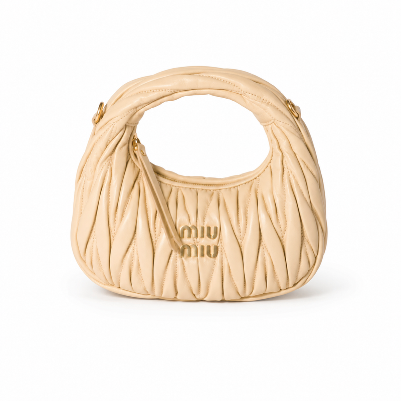 Miu Miu Wander Matelassé Nappa Leather Mini Hobo Bag – Luxury Designer Handbag