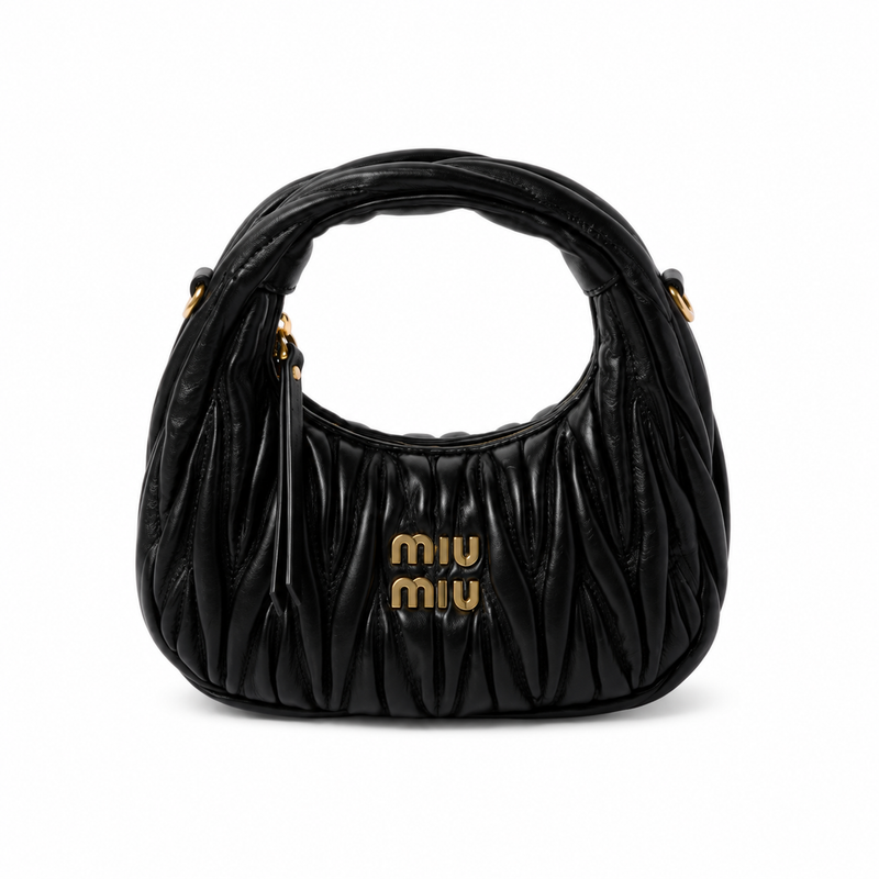 Miu Miu Wander Matelassé Nappa Leather Mini Hobo Bag – Luxury Designer Handbag