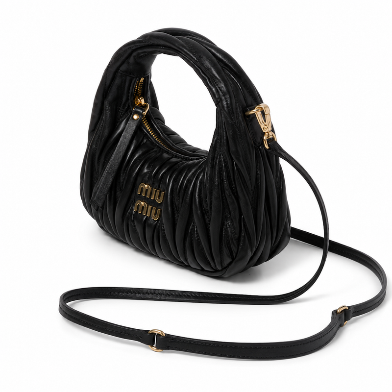 Miu Miu Wander Matelassé Nappa Leather Mini Hobo Bag – Luxury Designer Handbag