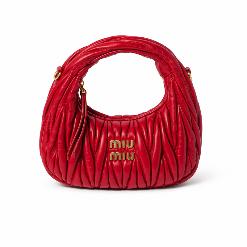 Miu Miu Wander Matelassé Nappa Leather Mini Hobo Bag – Luxury Designer Handbag