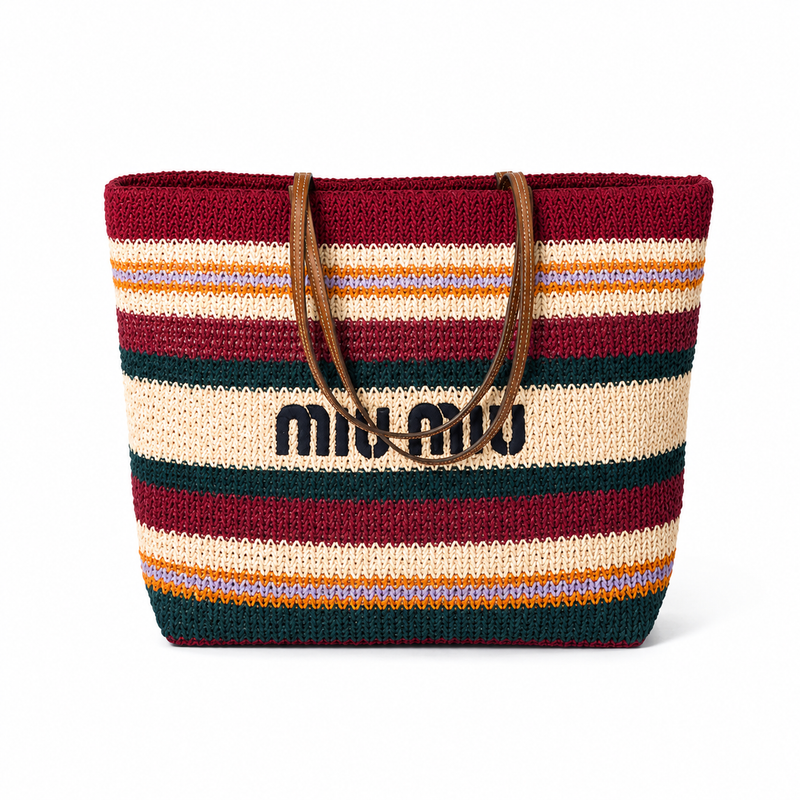 Miu Miu Spring Summer 2026 Woven Fabric Large Tote Bag