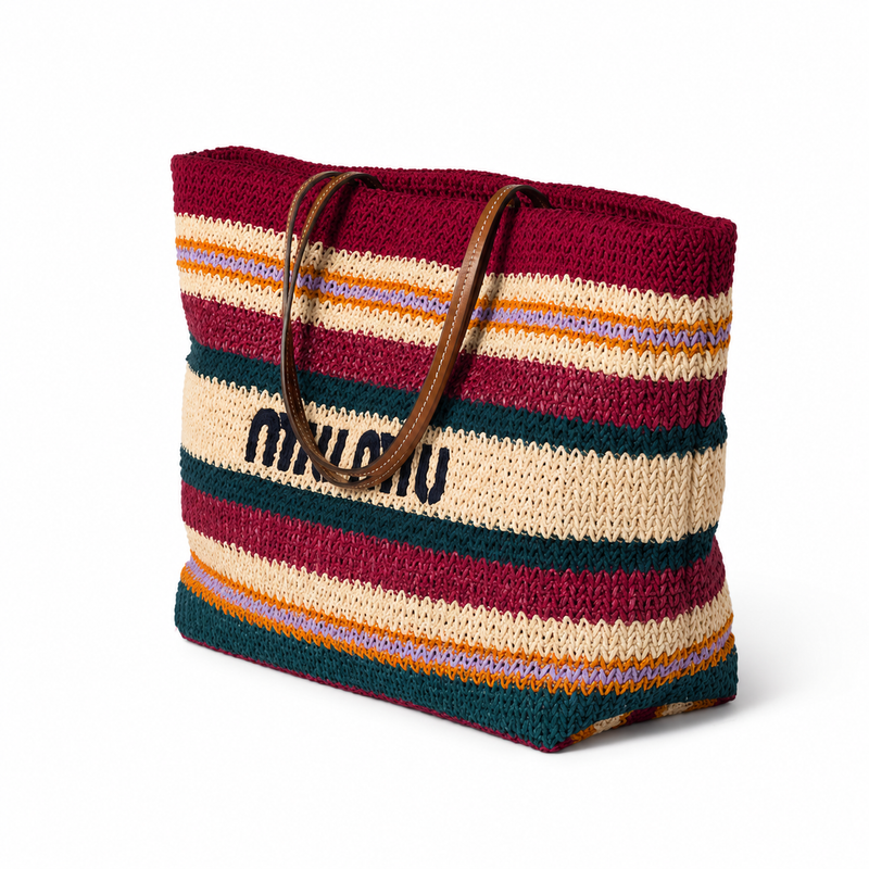 Miu Miu Spring Summer 2026 Woven Fabric Large Tote Bag