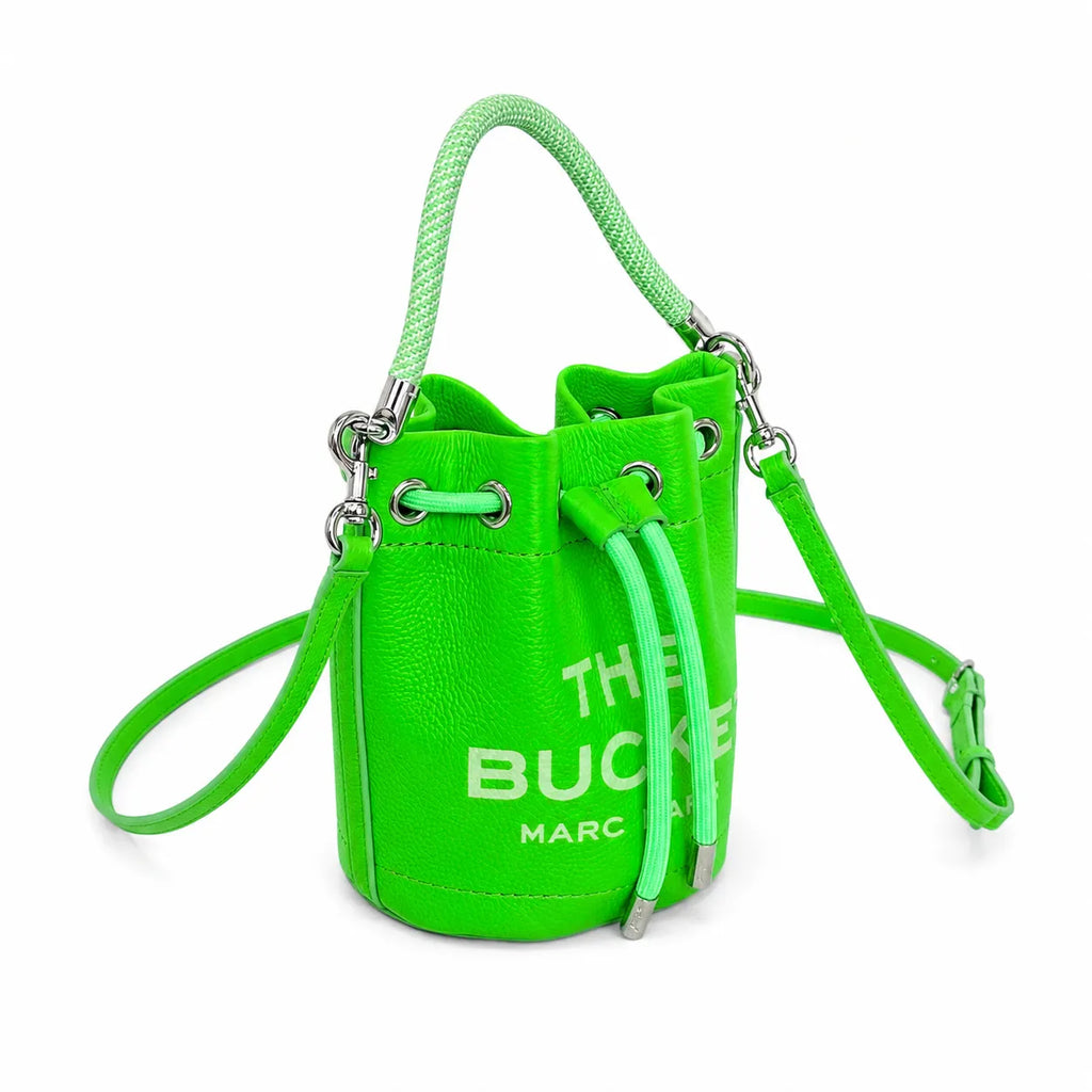 Marc Jacobs The Bucket Mini Pebble-Grain Leather Drawstring Bucket Bag with GoldHardware