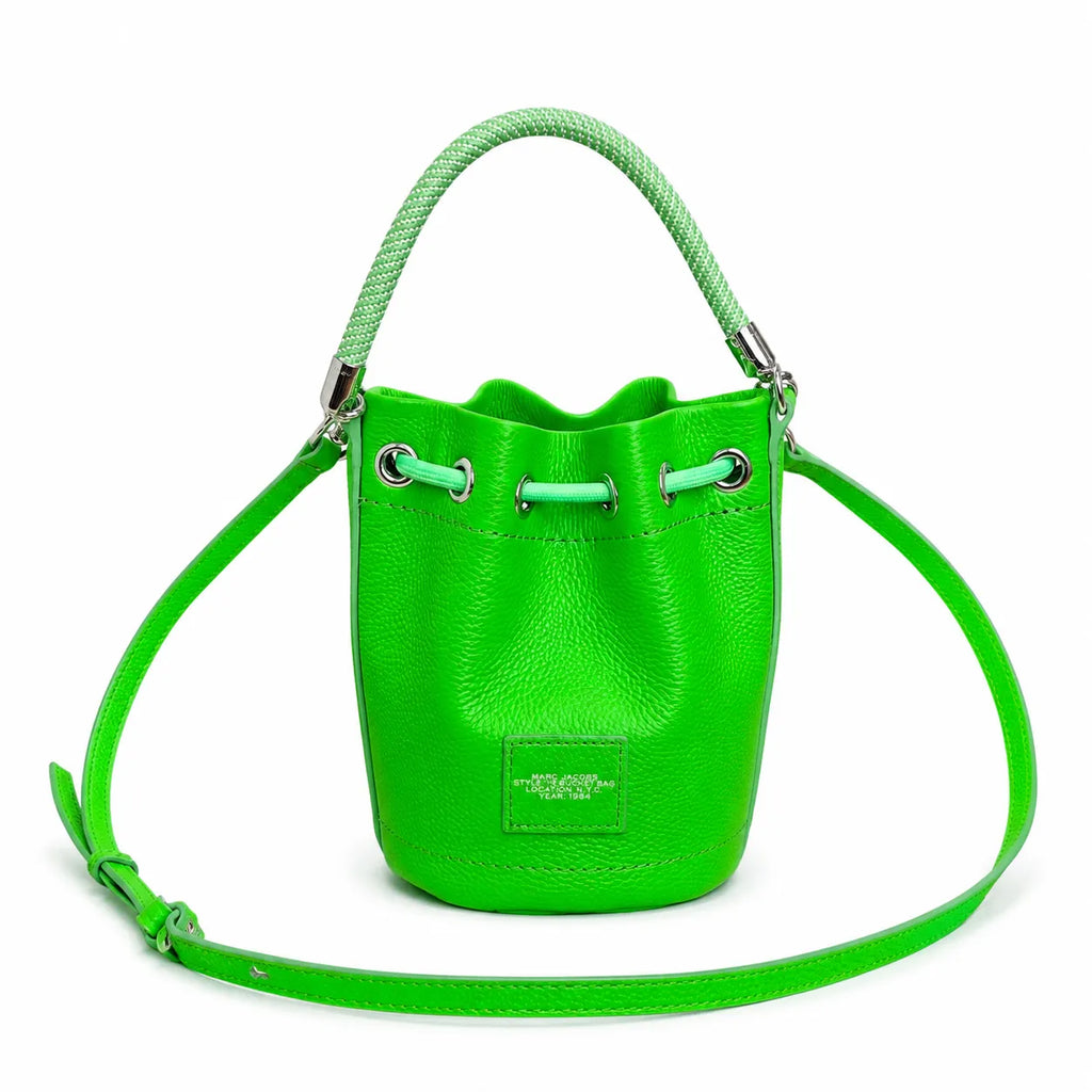 Marc Jacobs The Bucket Mini Pebble-Grain Leather Drawstring Bucket Bag with GoldHardware