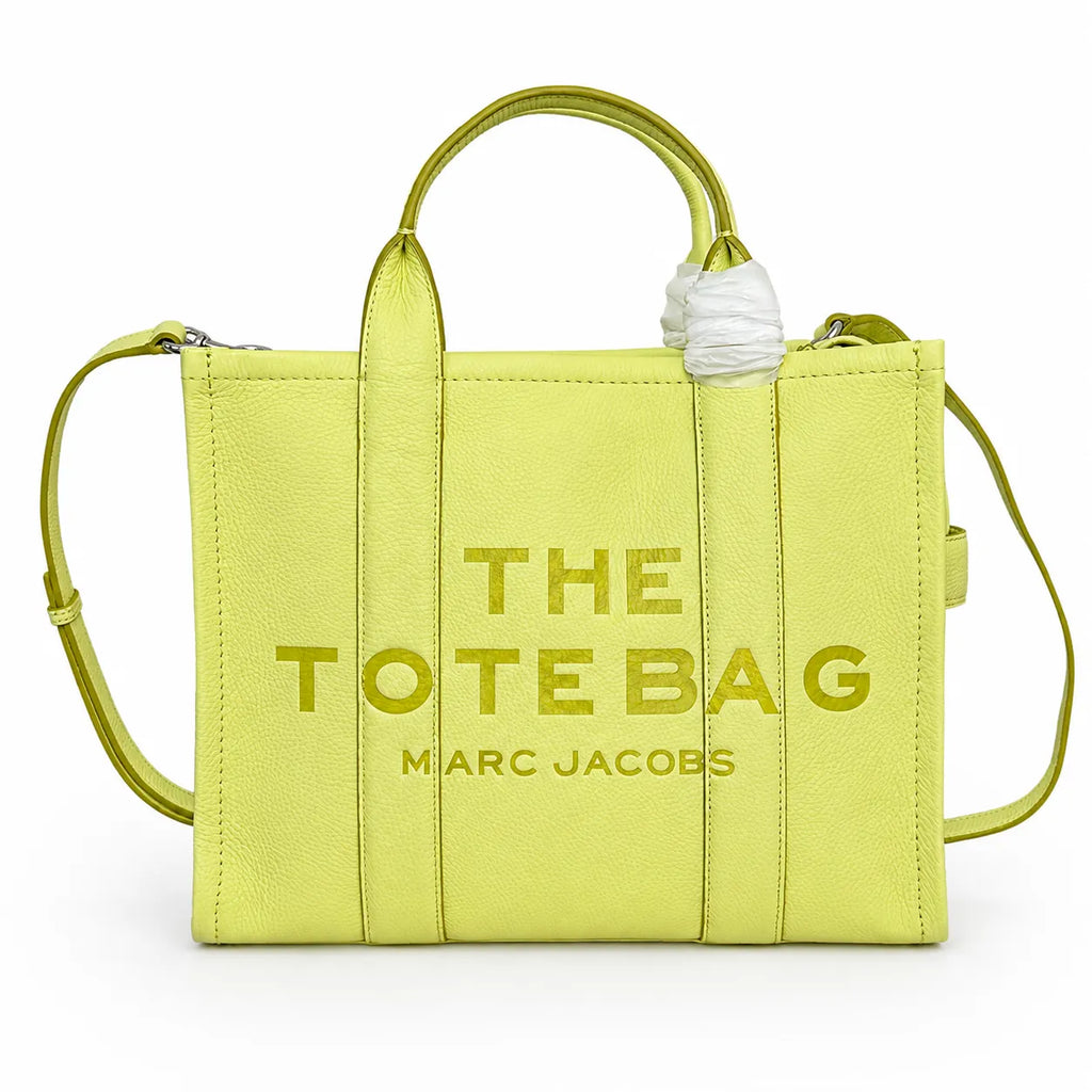 Marc Jacobs The Leather Small Tote Bag Kiwi Green Full Grain Leather Women's Crossbody Handbag