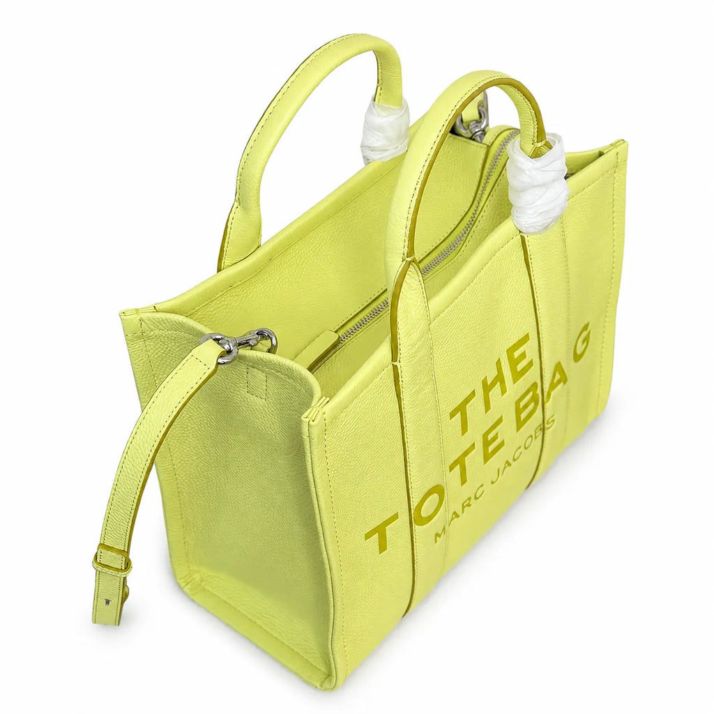 Marc Jacobs The Leather Small Tote Bag Kiwi Green Full Grain Leather Women's Crossbody Handbag