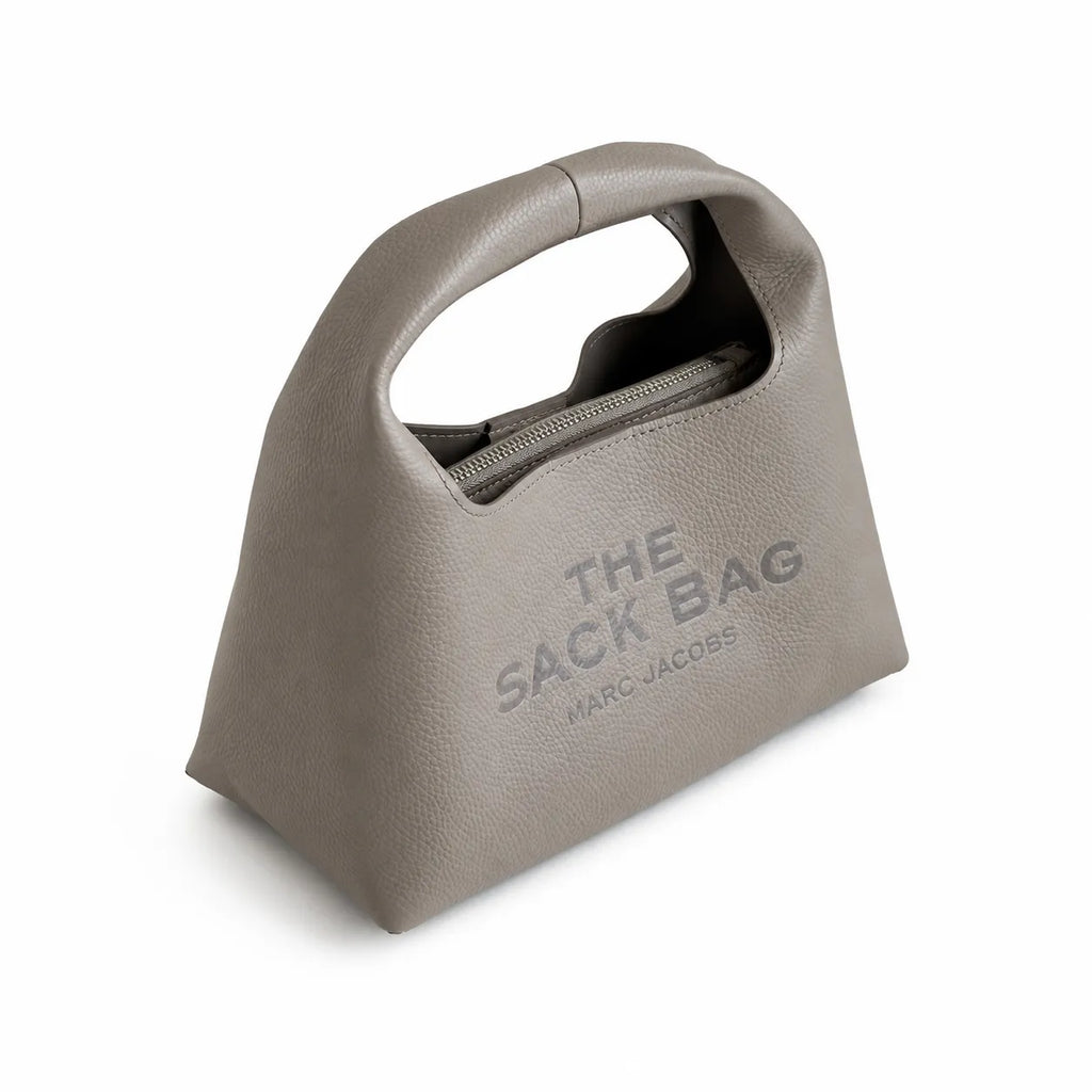 Marc Jacobs The Mini Sack Bag Grey Pebble-Grain Leather Mini Top-Handle Bag