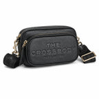 Marc Jacobs The Crossbody Mini Black Pebble Leather Dual-Zip Crossbody Bag with Embossed Logo 20x12x6cm