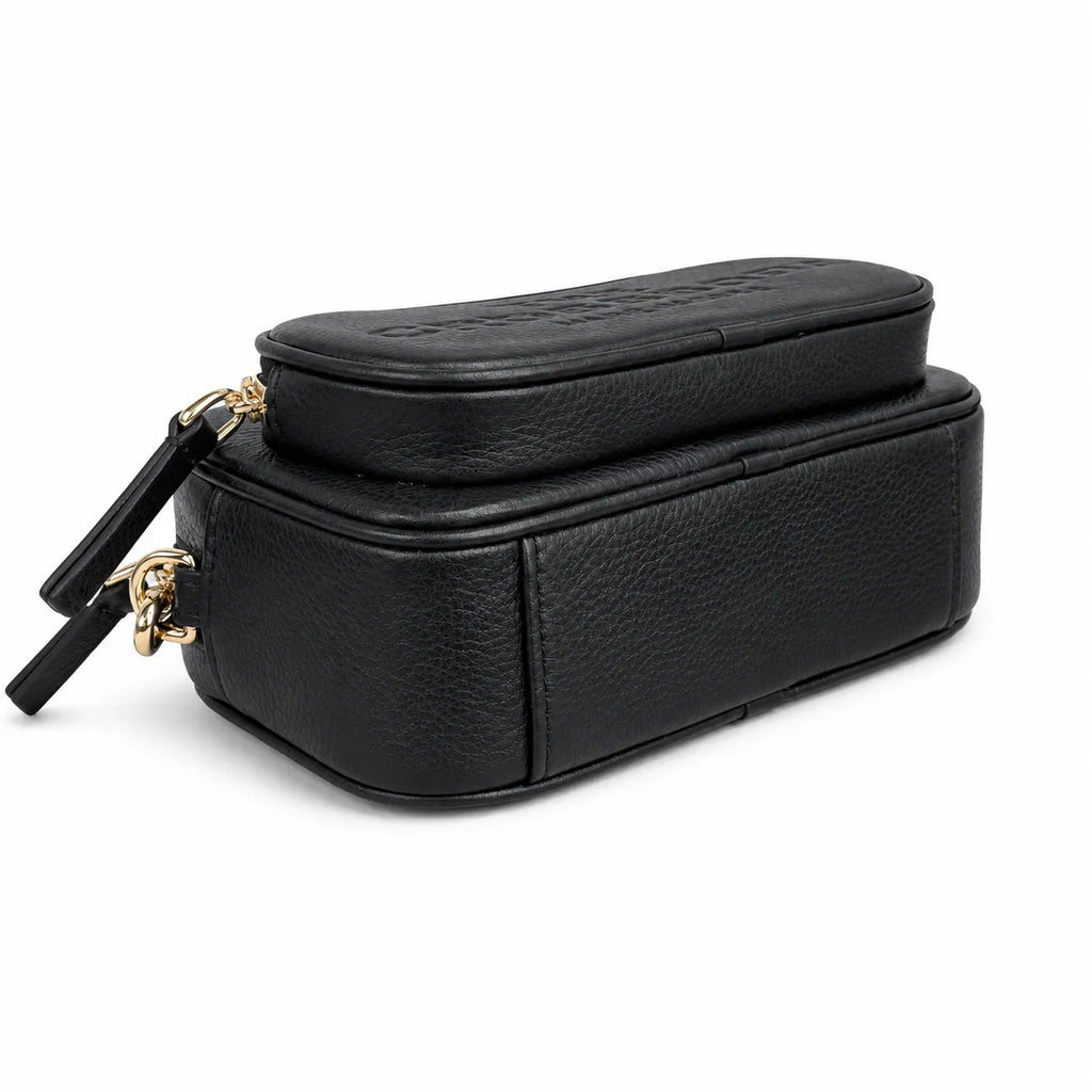 Marc Jacobs The Crossbody Mini Black Pebble Leather Dual-Zip Crossbody Bag with Embossed Logo 20x12x6cm