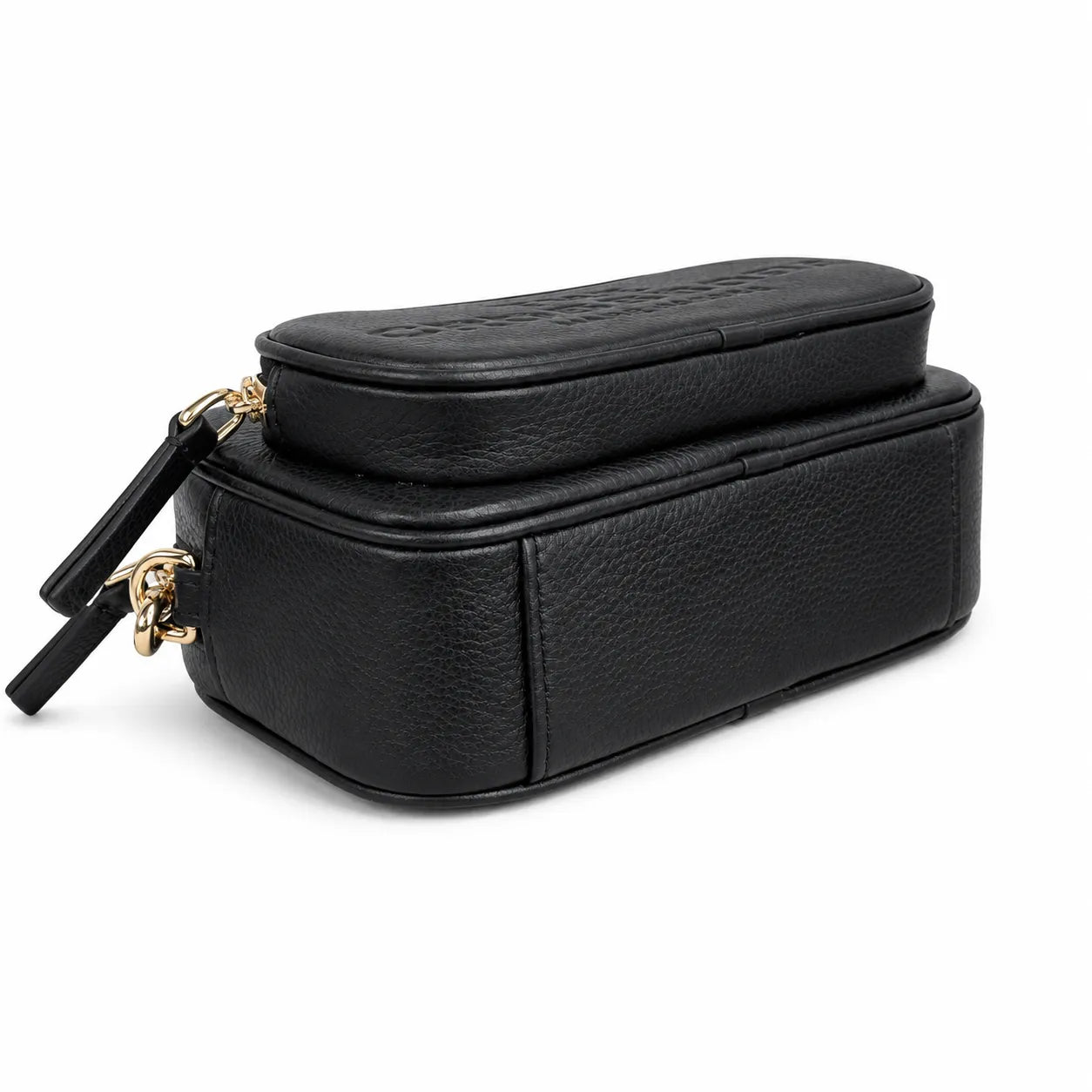 Marc Jacobs The Crossbody Mini Black Pebble Leather Dual-Zip Crossbody Bag with Embossed Logo 20x12x6cm