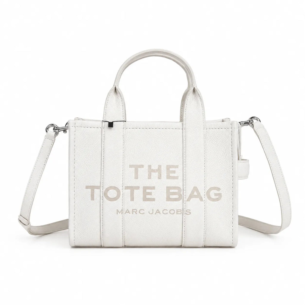 Marc Jacobs The Tote Bag Mini White Pebble Leather Top-Handle Crossbody Bag