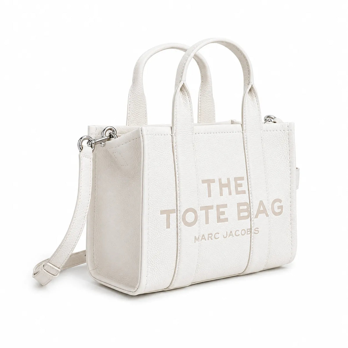 Marc Jacobs The Tote Bag Mini White Pebble Leather Top-Handle Crossbody Bag