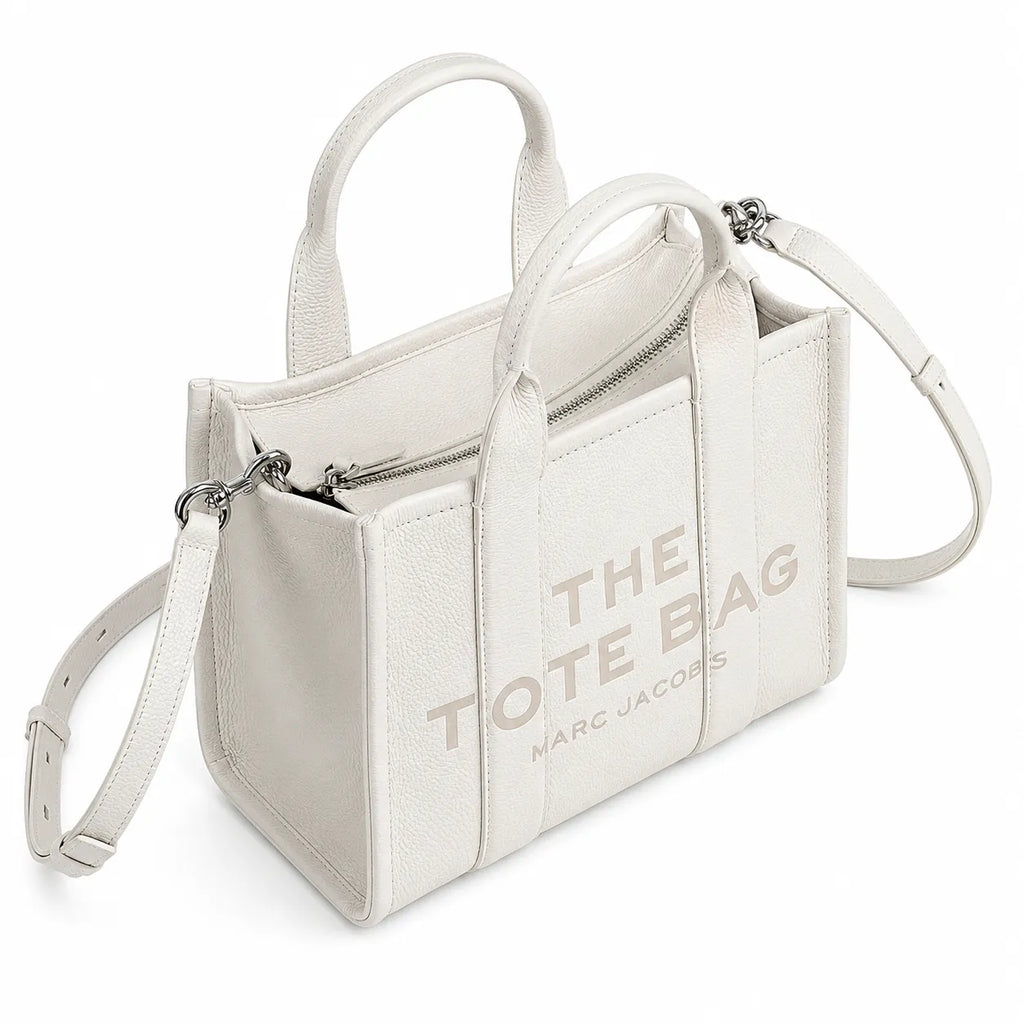 Marc Jacobs The Tote Bag Mini White Pebble Leather Top-Handle Crossbody Bag