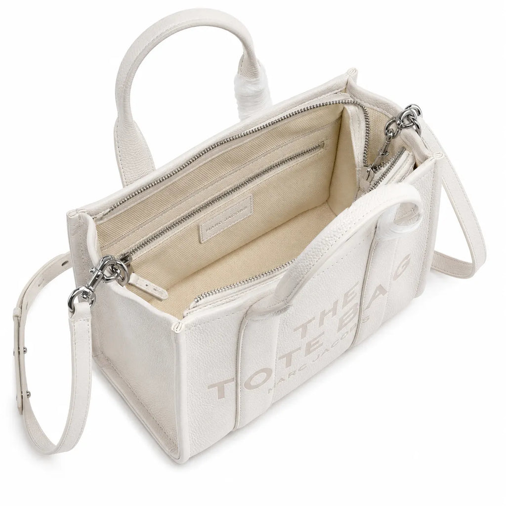Marc Jacobs The Tote Bag Mini White Pebble Leather Top-Handle Crossbody Bag