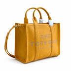 Marc Jacobs The Tote Bag Small Mustard Yellow Pebbled Leather Tote Bag with Adjustable Crossbody Strap