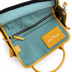 Marc Jacobs The Tote Bag Small Mustard Yellow Pebbled Leather Tote Bag with Adjustable Crossbody Strap