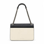 Marc Jacobs The J Marc Shoulder Bag Black & Cream Pebble Leather Chain Strap Crossbody Bag with Silver Lock
