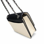 Marc Jacobs The J Marc Shoulder Bag Black & Cream Pebble Leather Chain Strap Crossbody Bag with Silver Lock