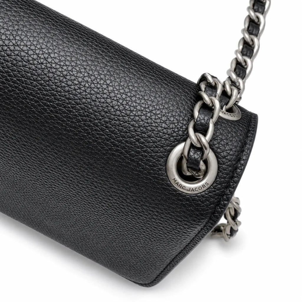Marc Jacobs The J Marc Shoulder Bag Black & Cream Pebble Leather Chain Strap Crossbody Bag with Silver Lock