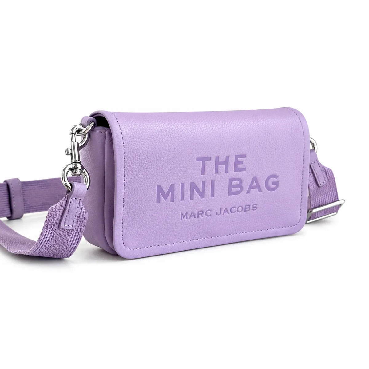 Marc Jacobs The Mini Bag Lavender Purple Pebble-Grain Leather Mini Crossbody Bag 20x12x5cm