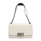 Marc Jacobs The J Marc Shoulder Bag Black & Cream Pebble Leather Chain Strap Crossbody Bag with Silver Lock