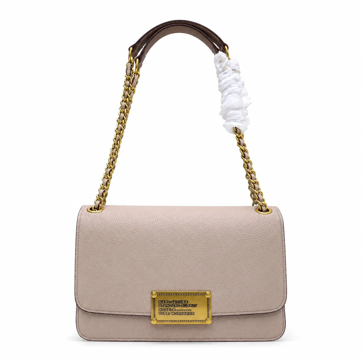 Marc Jacobs The J Marc Shoulder Bag Black & Cream Pebble Leather Chain Strap Crossbody Bag with Silver Lock