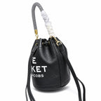 Marc Jacobs The Bucket Mini Bag Black Pebble-Grain Leather Drawstring Bucket Bag with Gold Hardware
