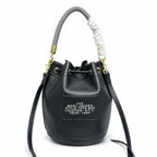 Marc Jacobs The Bucket Mini Bag Black Pebble-Grain Leather Drawstring Bucket Bag with Gold Hardware