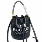 Marc Jacobs The Bucket Mini Bag Black Pebble-Grain Leather Drawstring Bucket Bag with Gold Hardware