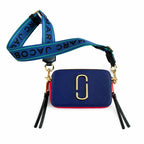 Marc Jacobs Snapshot Mini Blue Pink Colorblock Leather Camera Bag with Gold Double-J Buckle