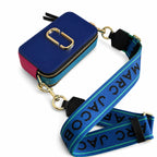 Marc Jacobs Snapshot Mini Blue Pink Colorblock Leather Camera Bag with Gold Double-J Buckle