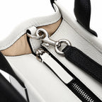 Marc Jacobs The Tote Bag Small Black & White Colorblock Pebble Leather Top-Handle Crossbody Bag with Embossed Logo