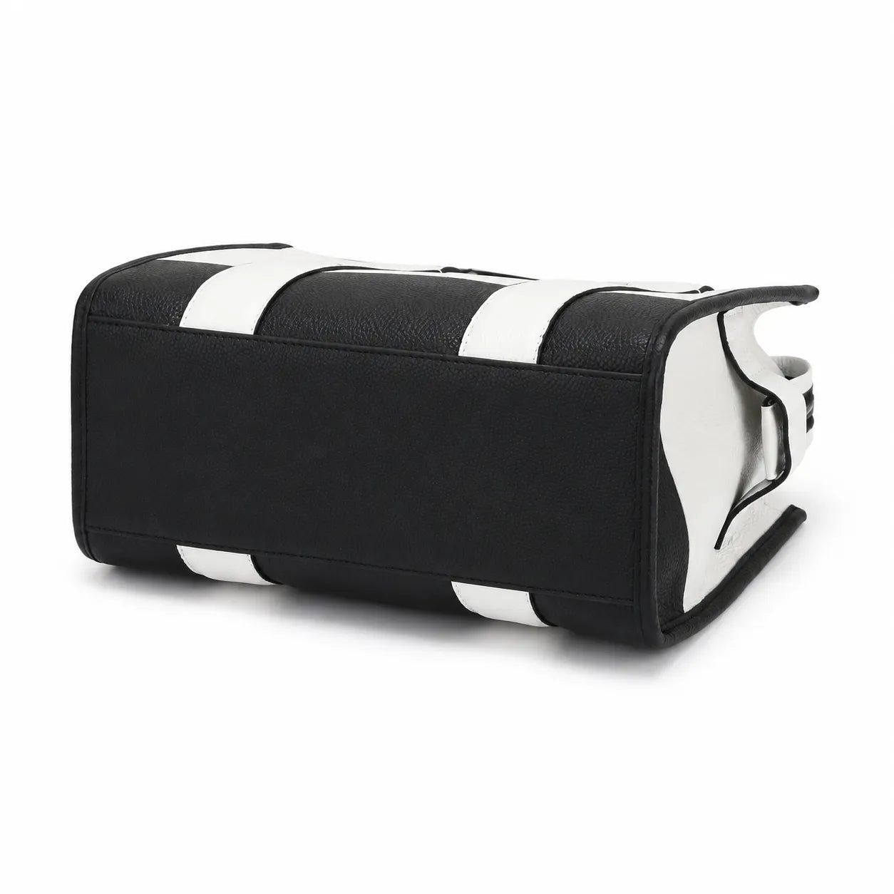 Marc Jacobs The Tote Bag Small Black & White Colorblock Pebble Leather Top-Handle Crossbody Bag with Embossed Logo